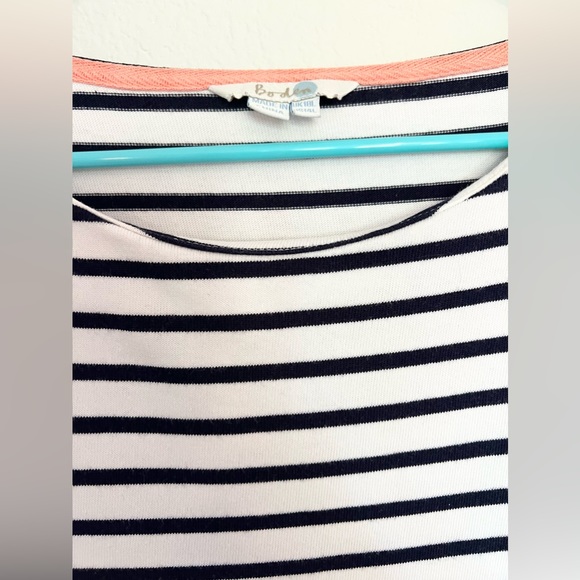 Boden White Navy Stripe Dress Sz 14 L $129 - Picture 4 of 4